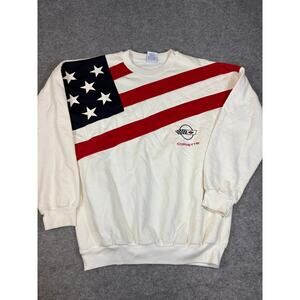 VINTAGE 90s Corvette JJ Macintyre Sweatshirt Mens XL White USA Flag Sportswear